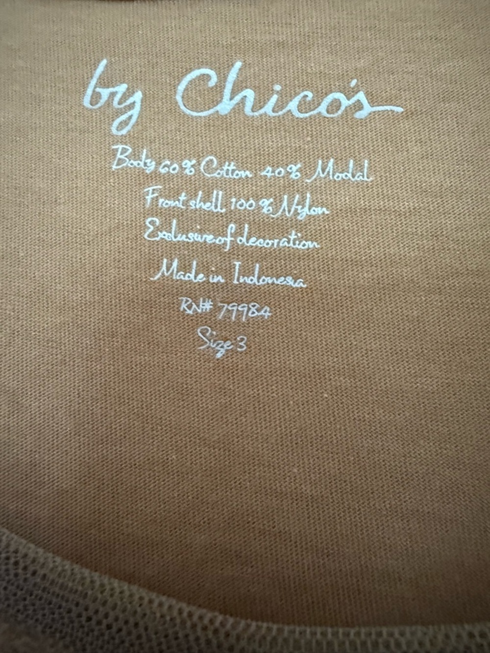 Chico's Tan Tank with Cream Floral Embroidery - Picture 3 of 6